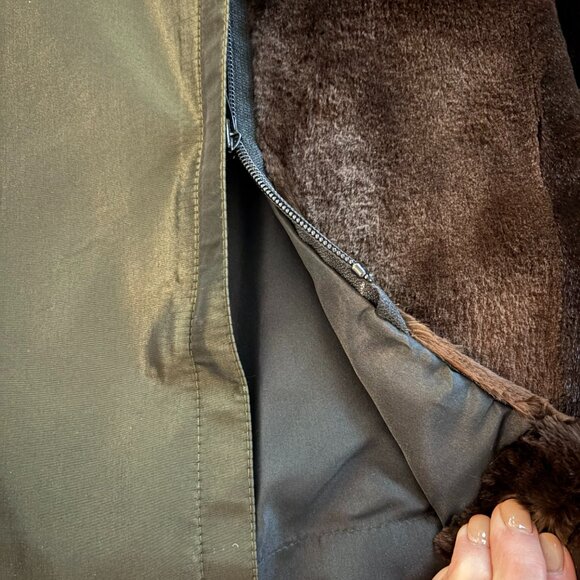 Custom Vintage Raincoat with Sheared Mink Lining Olive Green Full-Length - Picture 7 of 7